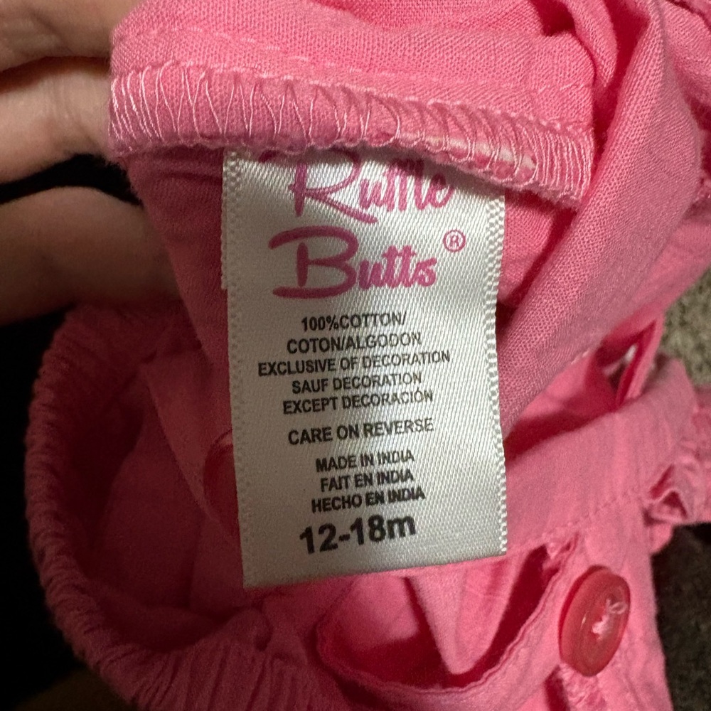 Pink Ruffle Butts overall romper - Picture 3 of 3